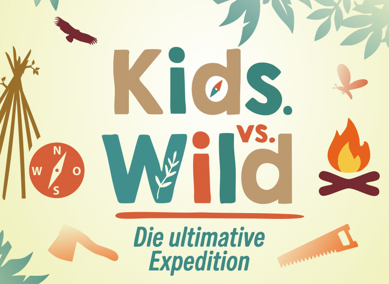 Werbebild Sonder-Ferienwoche 'Kids vs. Wild' auf der Jugendfarm